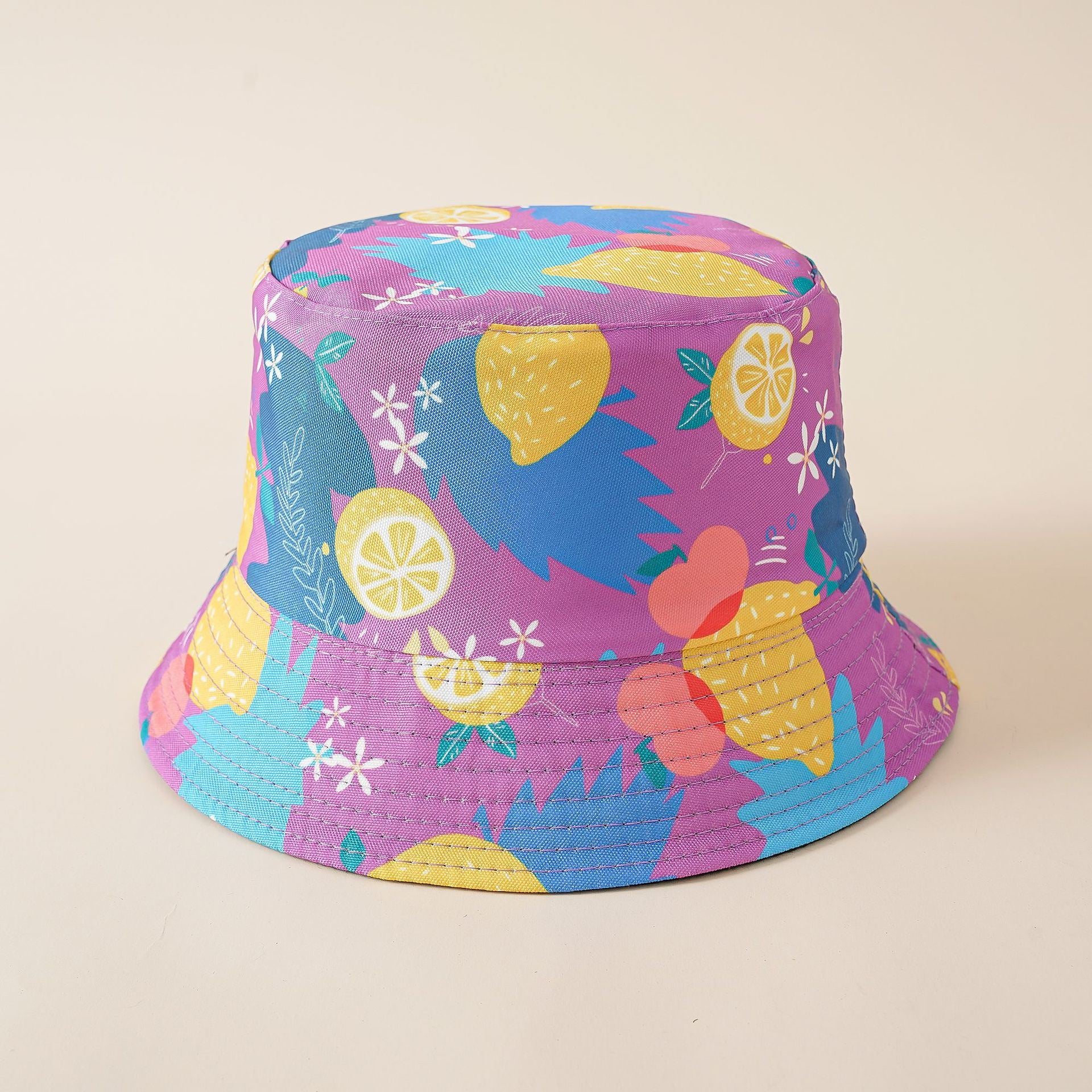 Fisherman hat hat tide double-sided wear creative lemon basin hat cover face breathable hat sun hat Doba Rose Red